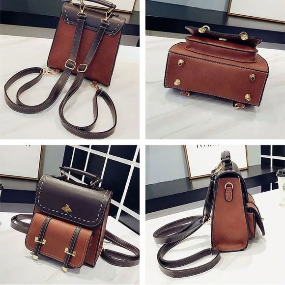 *NEW ROME Leather Backpack Shoulder Bag - Picture 4 of 8